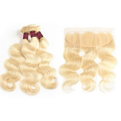 Blonde Body Wavy Extensions- Get Beachy Waves with 13x4 Frontal